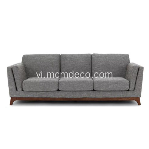 Sofa vải màu xám núi lửa Ceni với chân gỗ